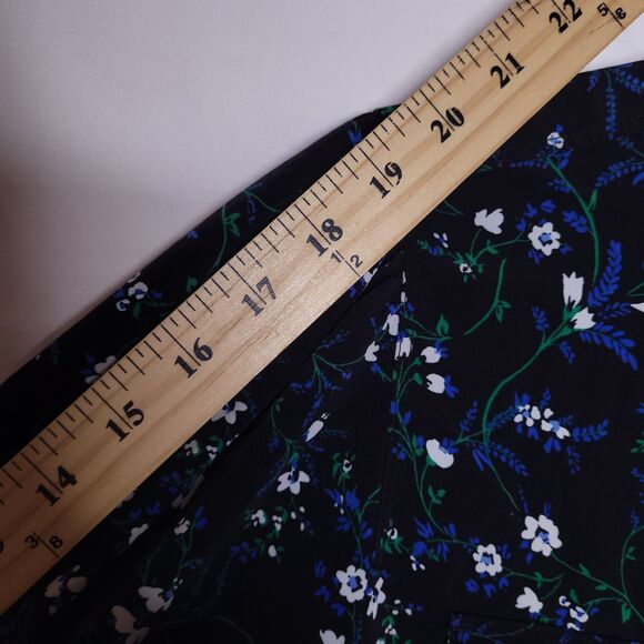 Karl Lagerfeld Blouse Large Floral Navy Balloon Sleeve - Picture 8 of 11